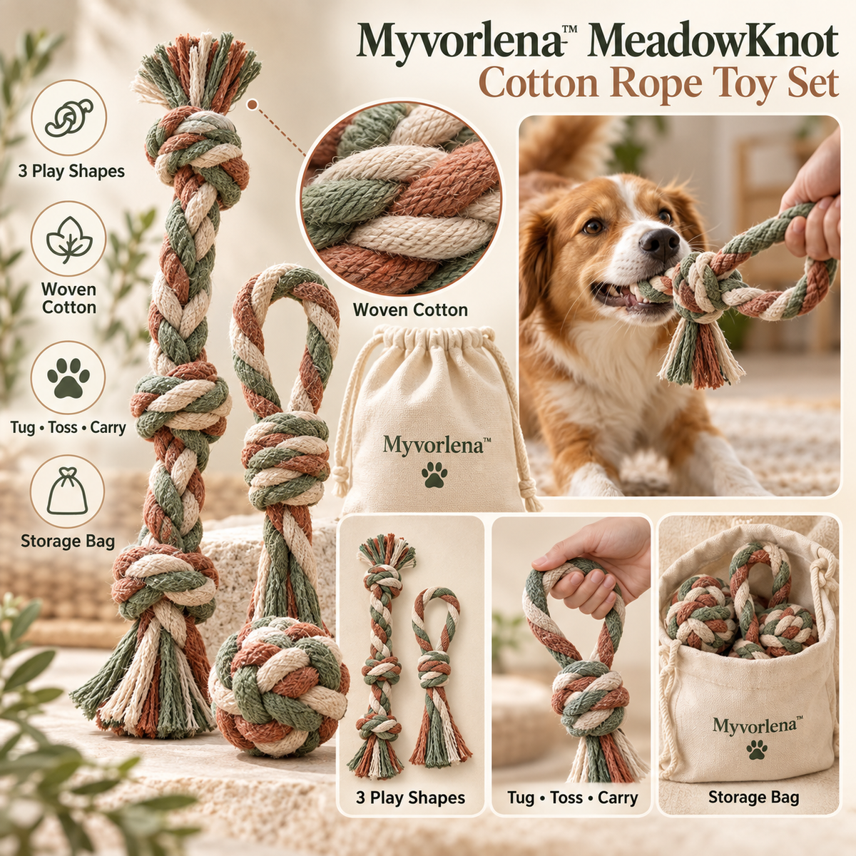 Marvellt™ MeadowKnot Cotton Rope Toy Set