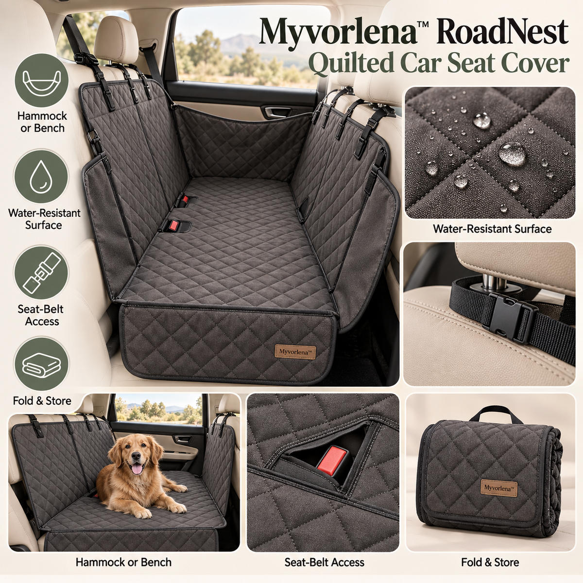 Marvellt™ RoadNest Quilted Car Seat Cover